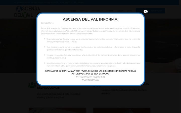 Екранна снимка на ascensoresascensadelval.es