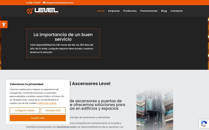 Ekraanipilt saidist ascensoreslevel.com
