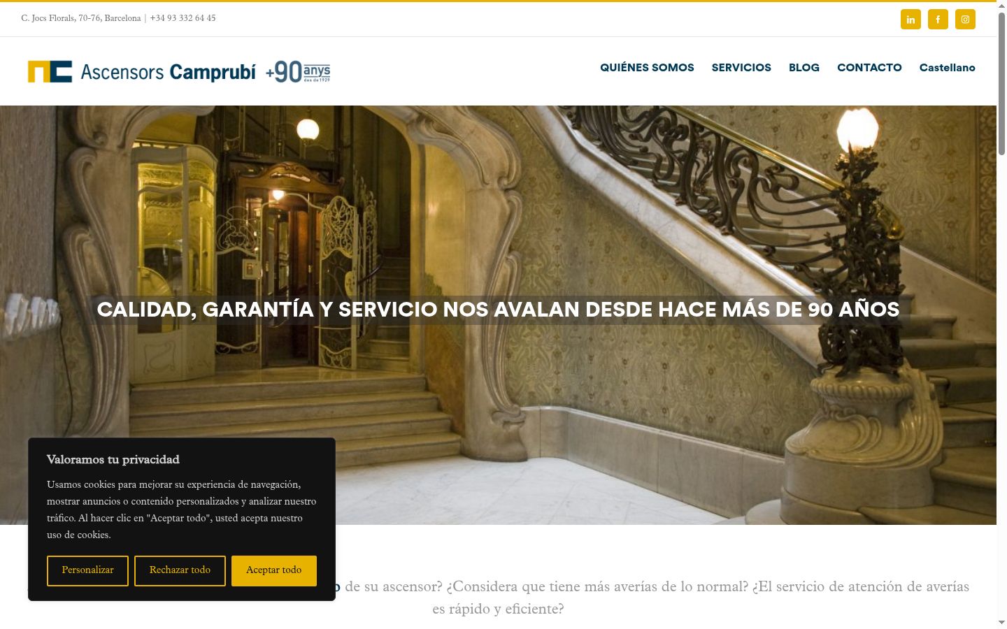 Screenshot del banner di consenso mostrato prima di qualsiasi interazione
