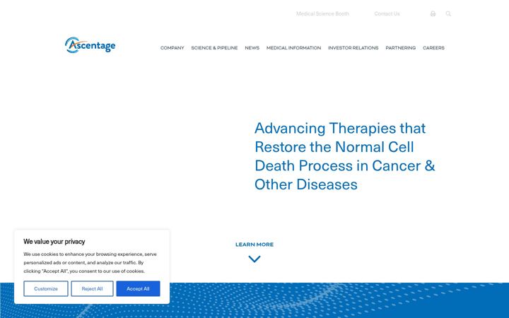 Screenshot of ascentage.com