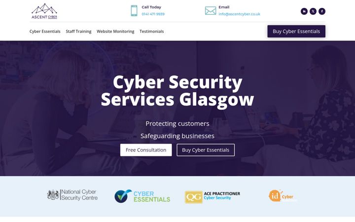 Screenshot του ascentcyber.co.uk