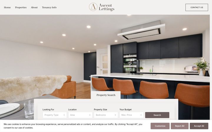 Screenshot του ascentlettings.co.uk