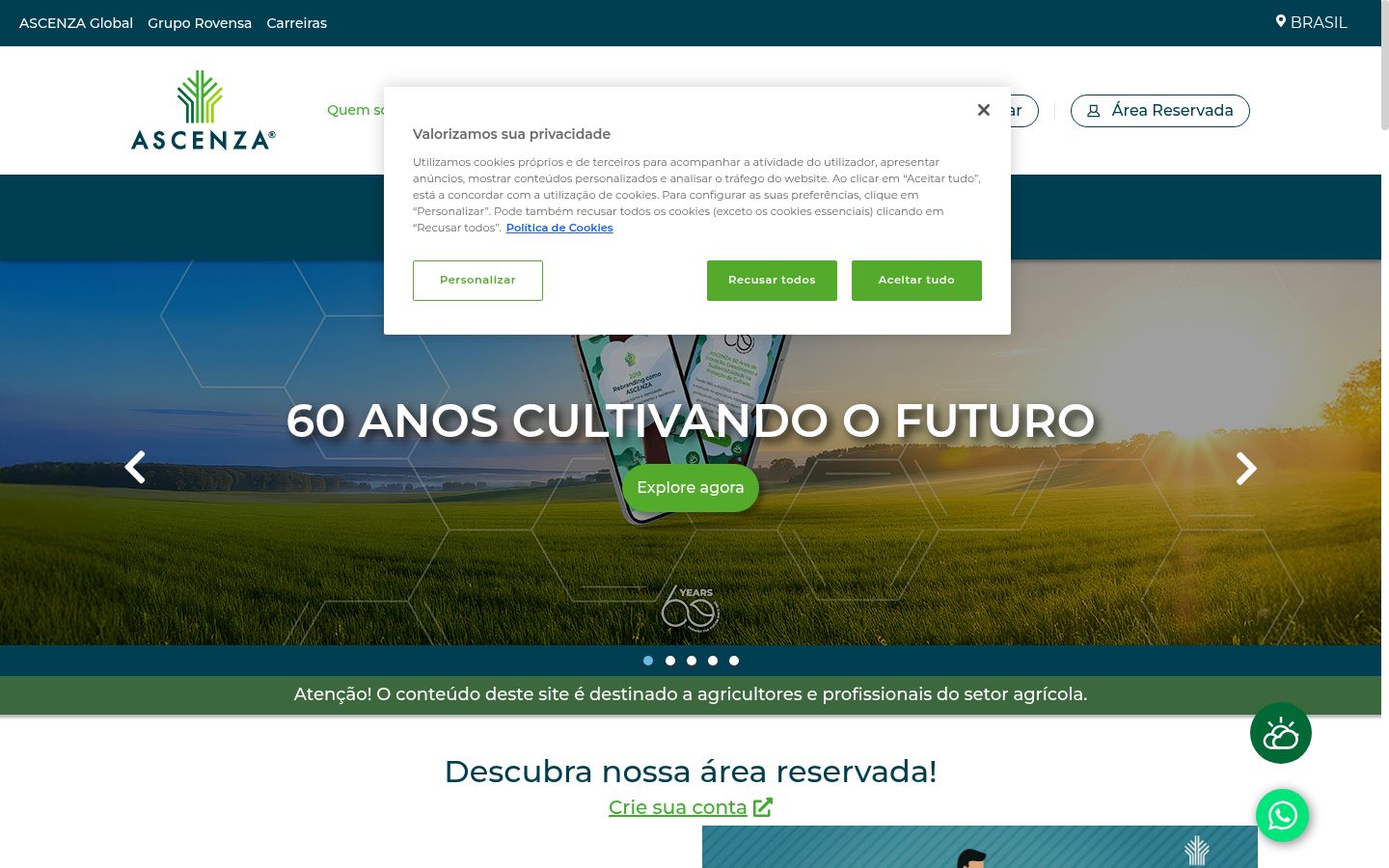 Screenshot of the consent banner shown before any interaction