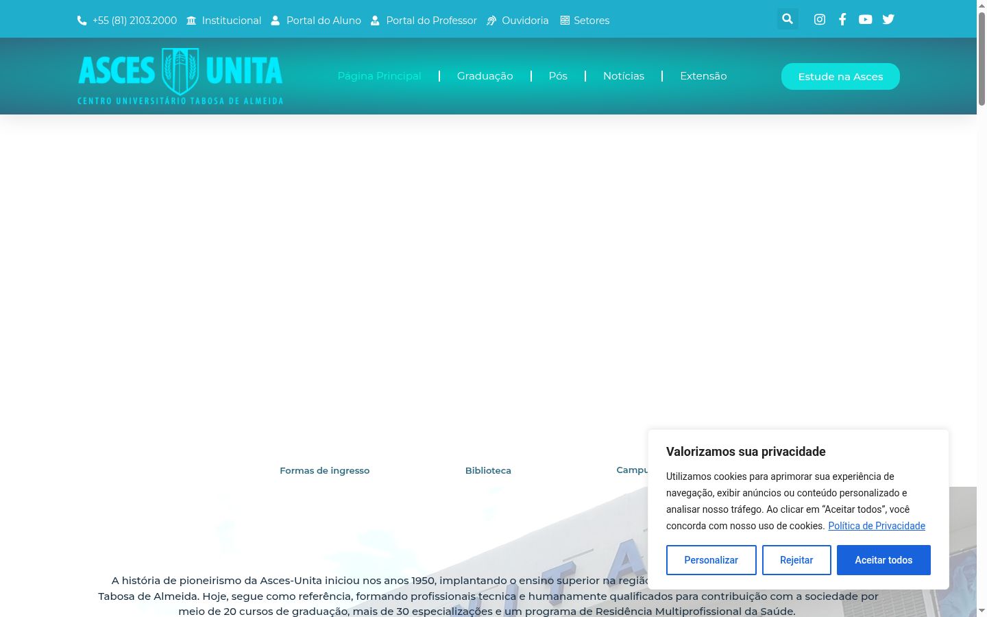 Screenshot of the consent banner shown before any interaction
