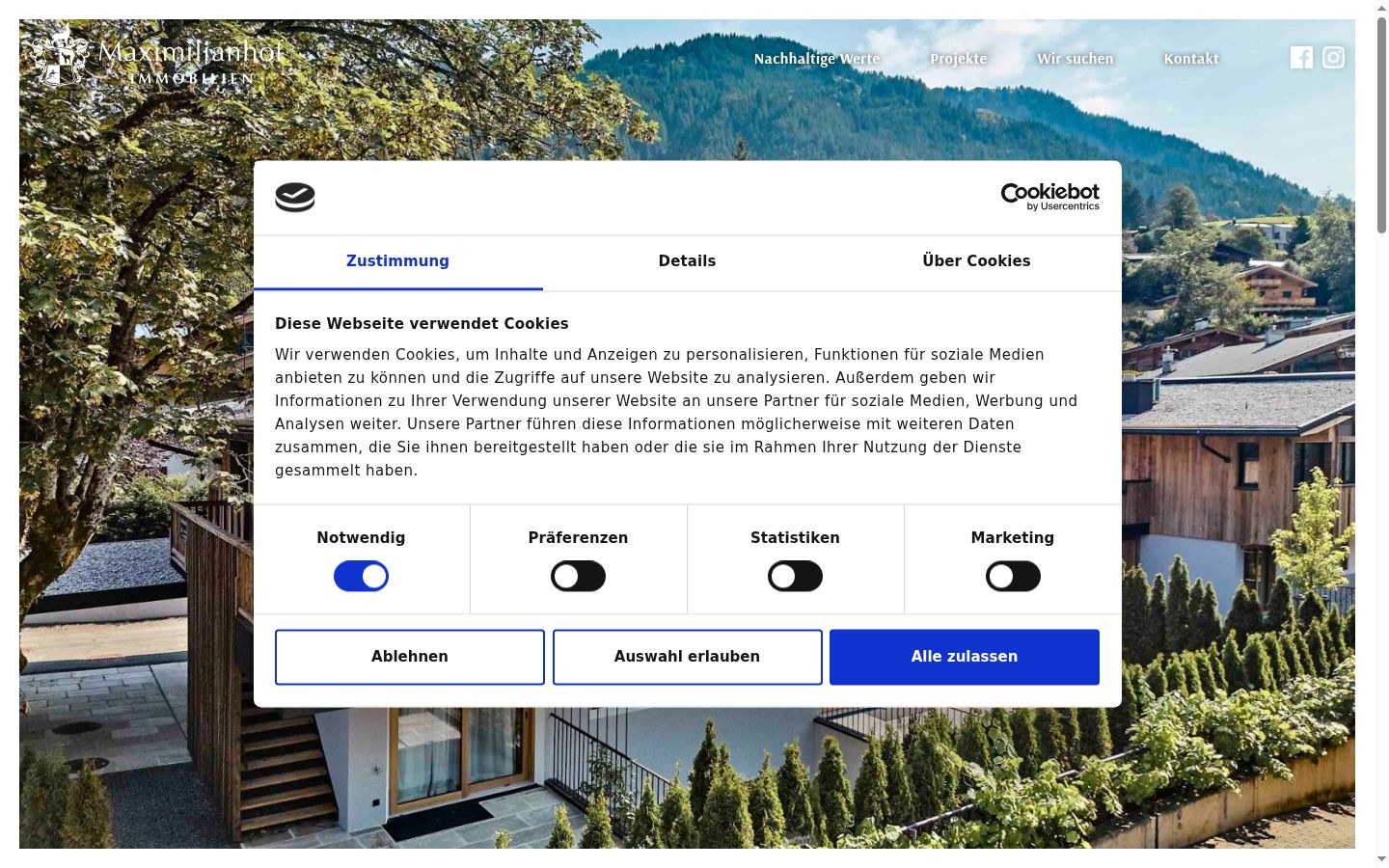 Screenshot of the consent banner shown before any interaction