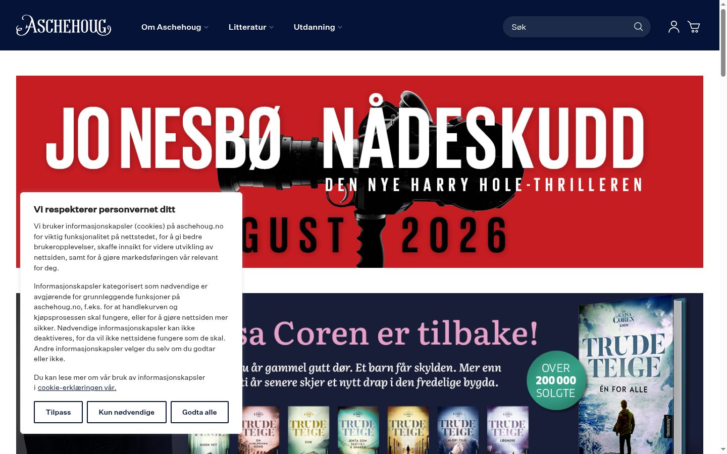 Screenshot of the consent banner shown before any interaction