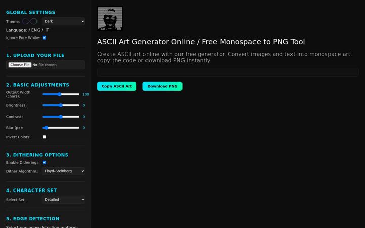 Screenshot of asciiartgen.com