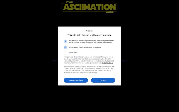 Screenshot of asciimation.co.nz
