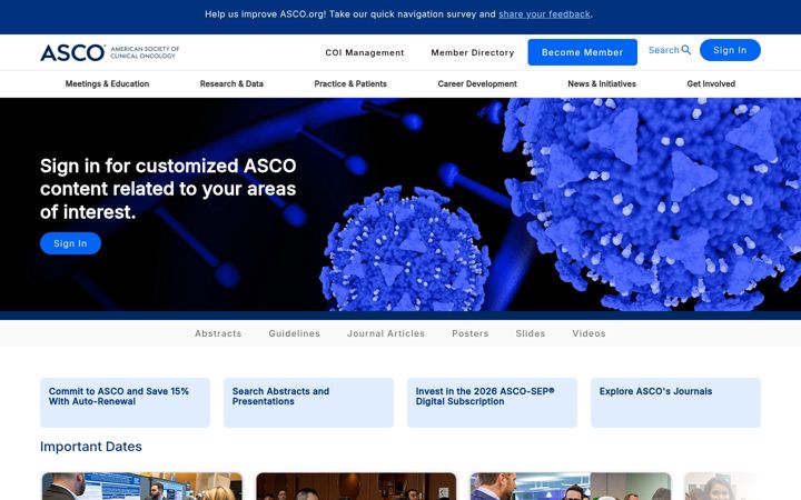 Screenshot van asco.org