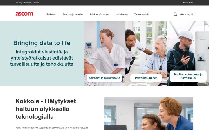 Screenshot stránky ascom.fi