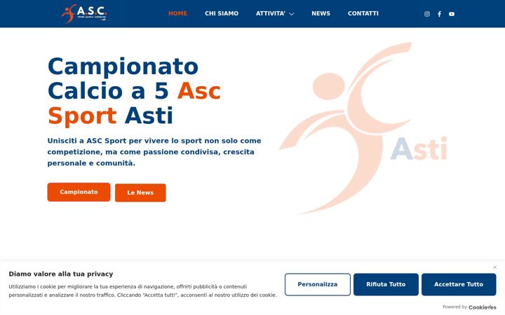 Kuvakaappaus sivustosta ascsportasti.it