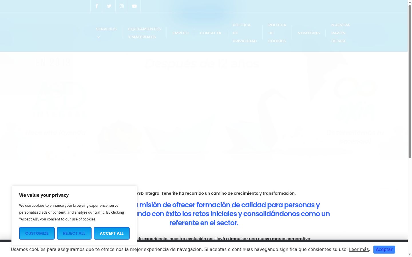 Screenshot del banner di consenso mostrato prima di qualsiasi interazione