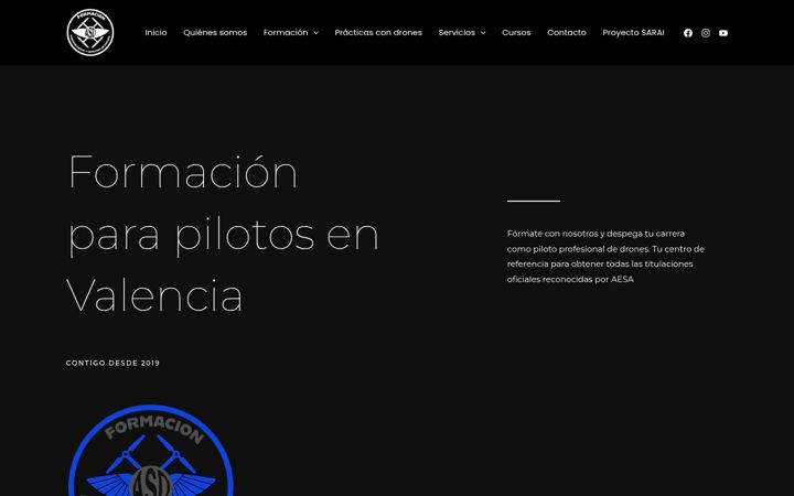 Screenshot stránky asddrones.es