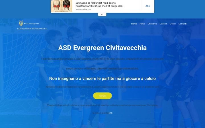 Kuvakaappaus sivustosta asdevergreencivitavecchia.it
