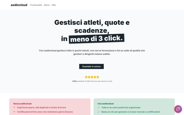 Kuvakaappaus sivustosta asdincloud.it