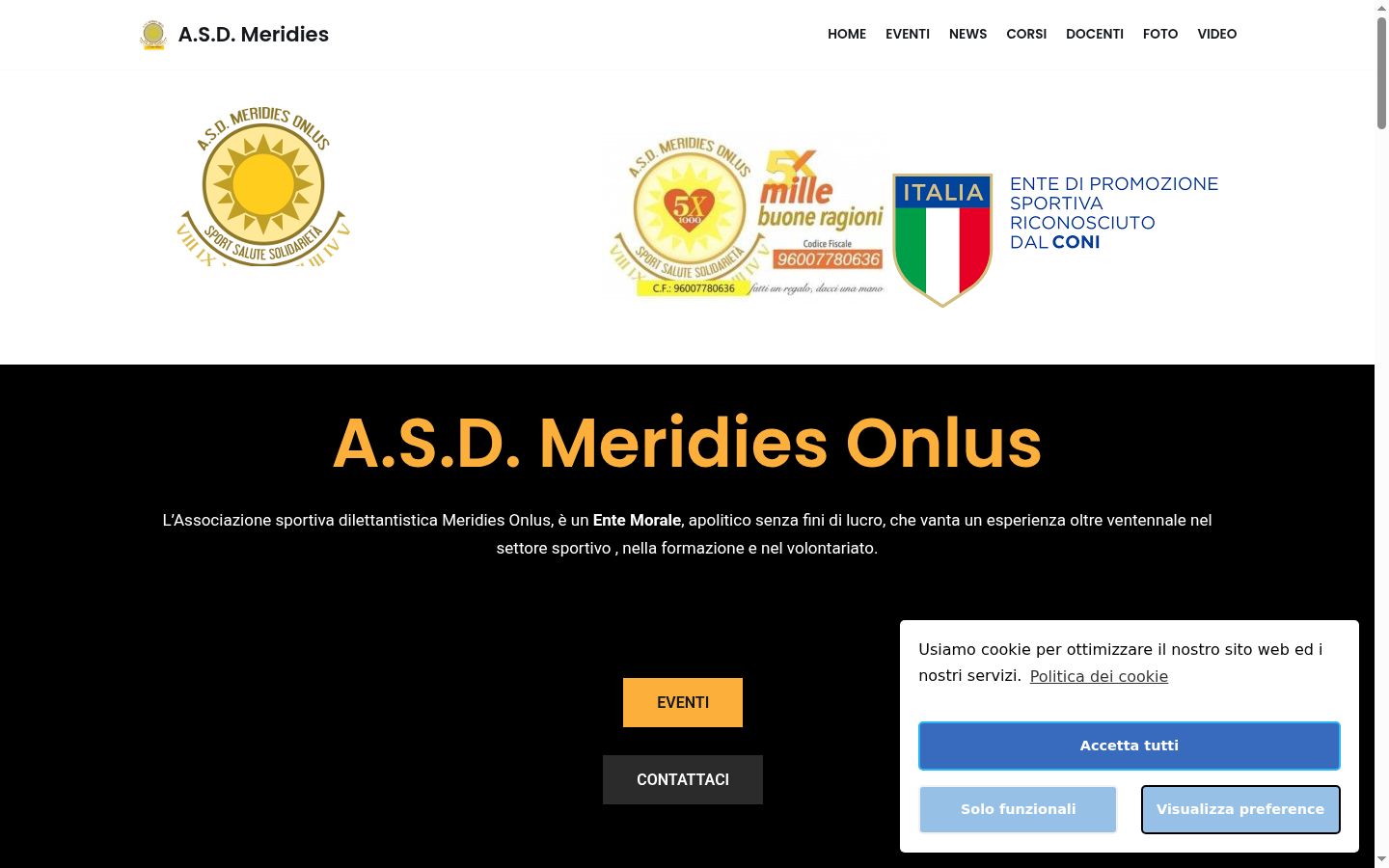 Screenshot del banner di consenso mostrato prima di qualsiasi interazione