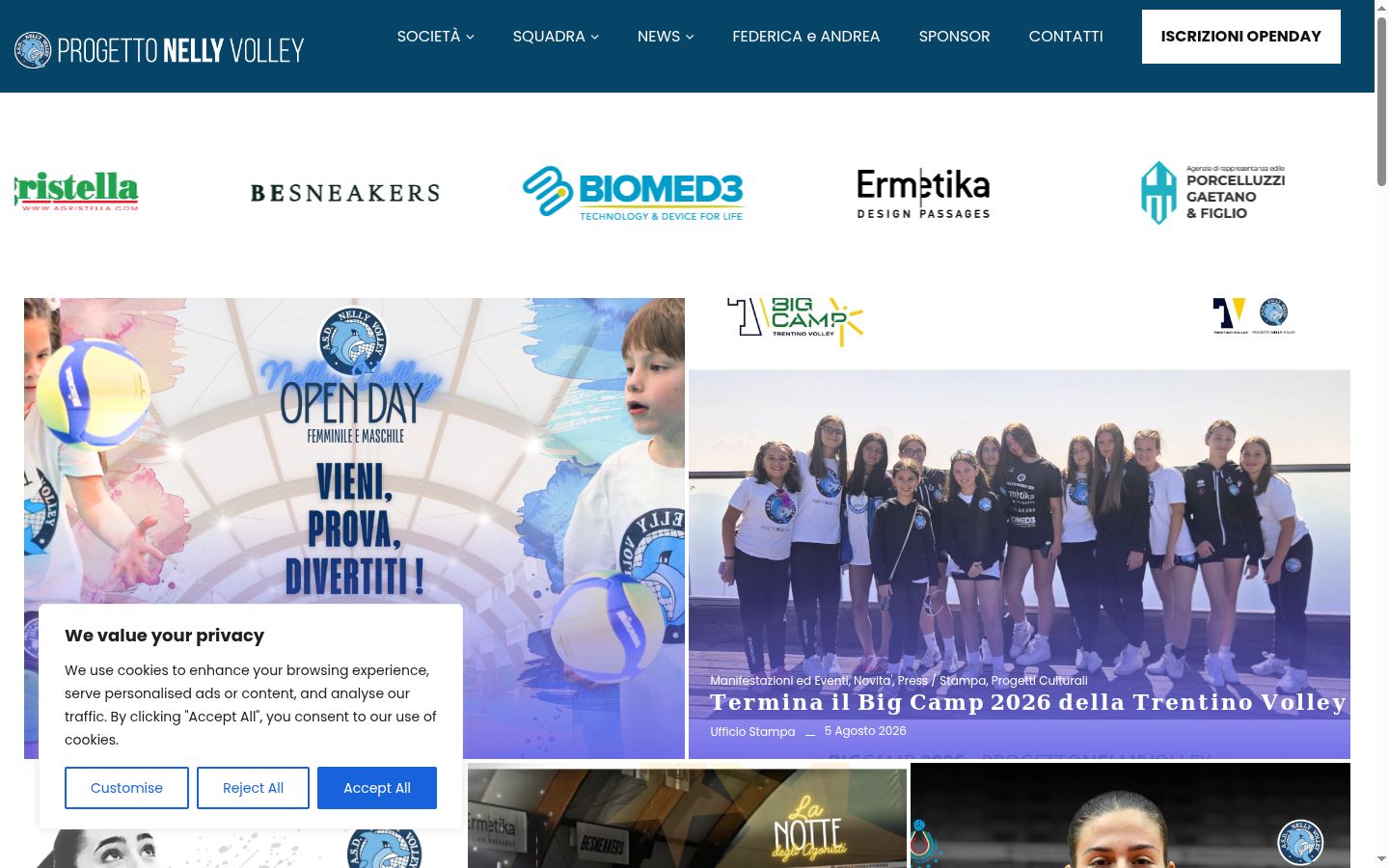 Screenshot del banner di consenso mostrato prima di qualsiasi interazione