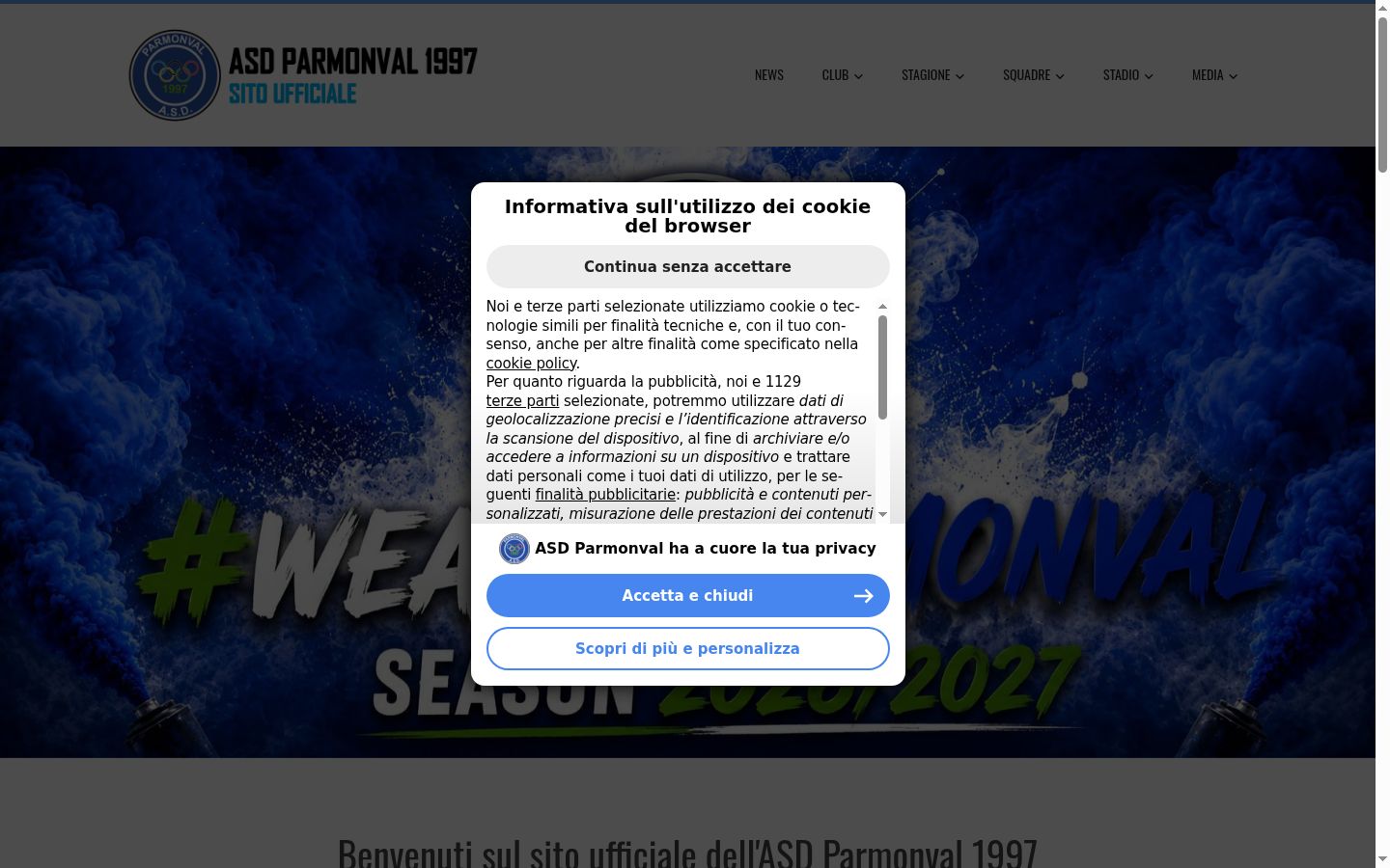 Snimka zaslona bannera za privolu prikazanog prije bilo kakve interakcije