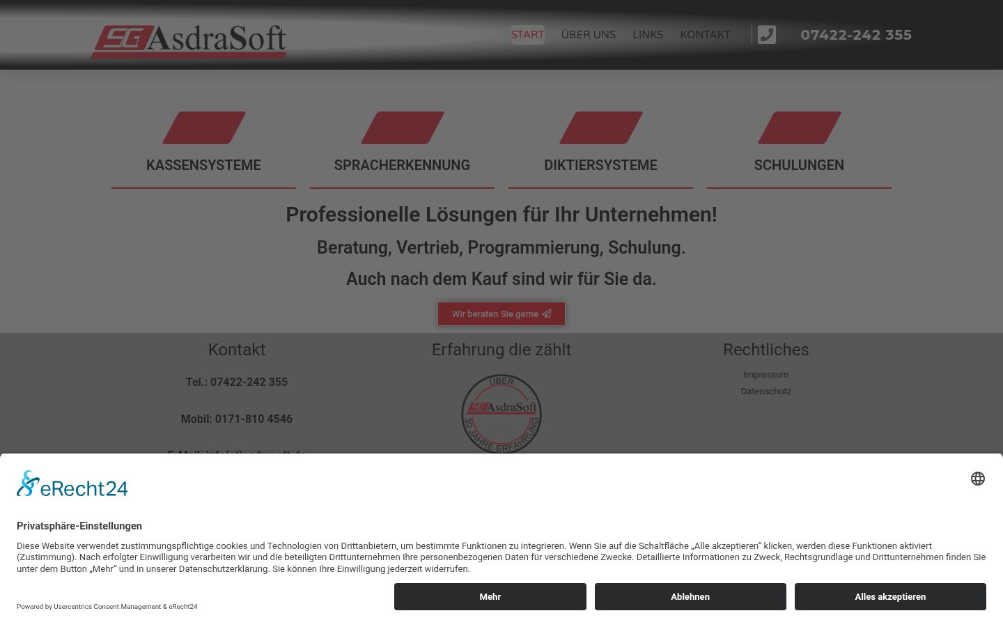Screenshot del banner di consenso mostrato prima di qualsiasi interazione