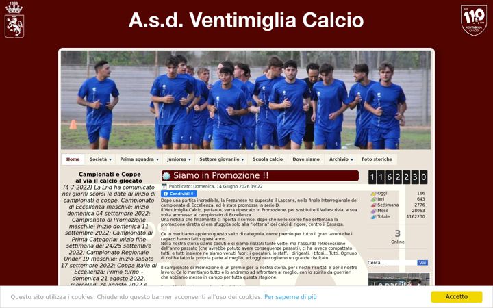 Screenshot of asdventimigliacalcio.it