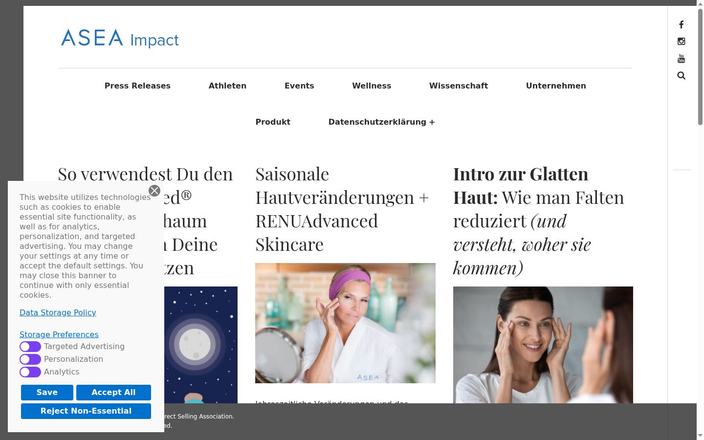 Screenshot des Einwilligungsbanners vor jeglicher Interaktion
