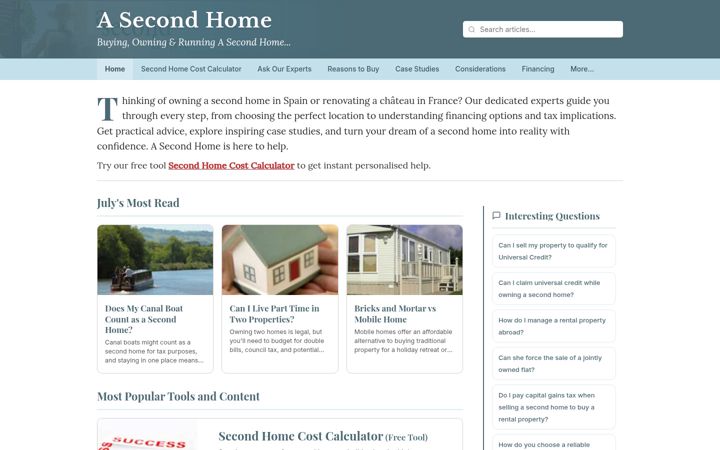 Screenshot of asecondhome.co.uk
