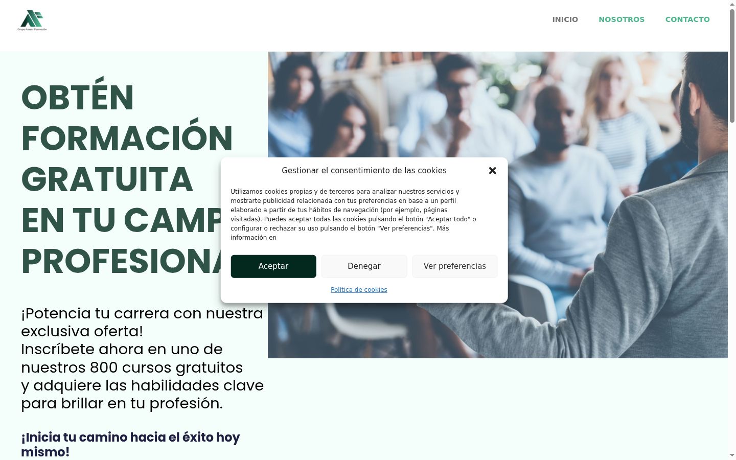 Capture d'écran de la bannière de consentement affichée avant toute interaction