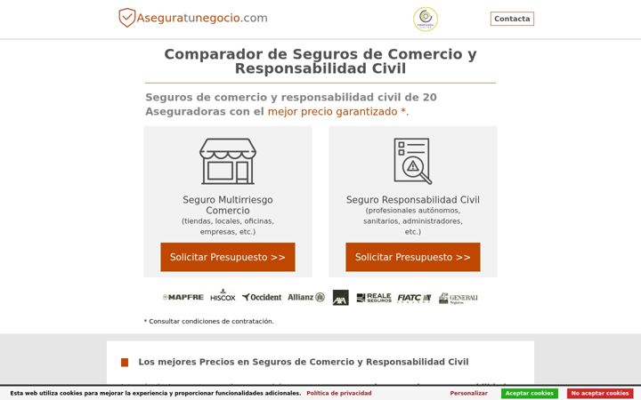 Screenshot of aseguratunegocio.com