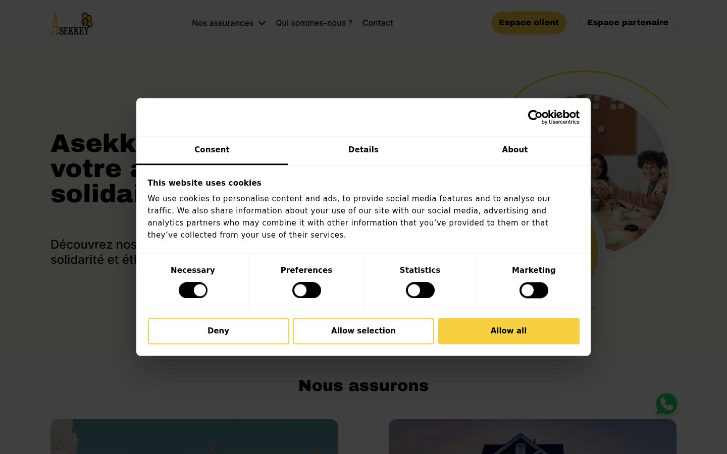 Screenshot of the consent banner shown before any interaction