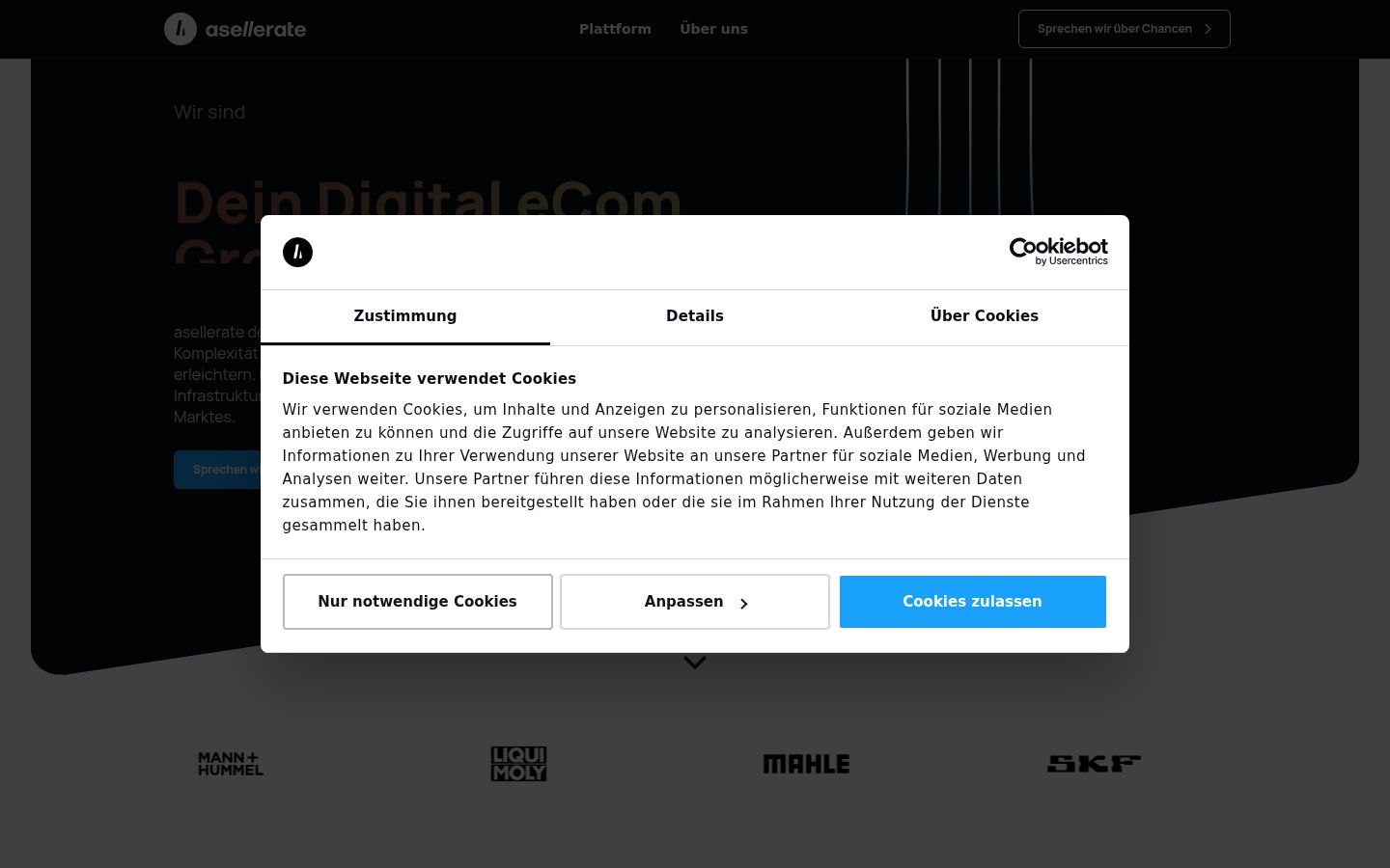 Screenshot van de toestemmingsbanner zoals getoond vóór enige interactie