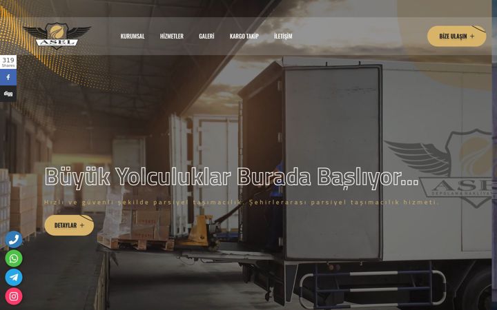 Ekrano kopija asellojistik.com.tr