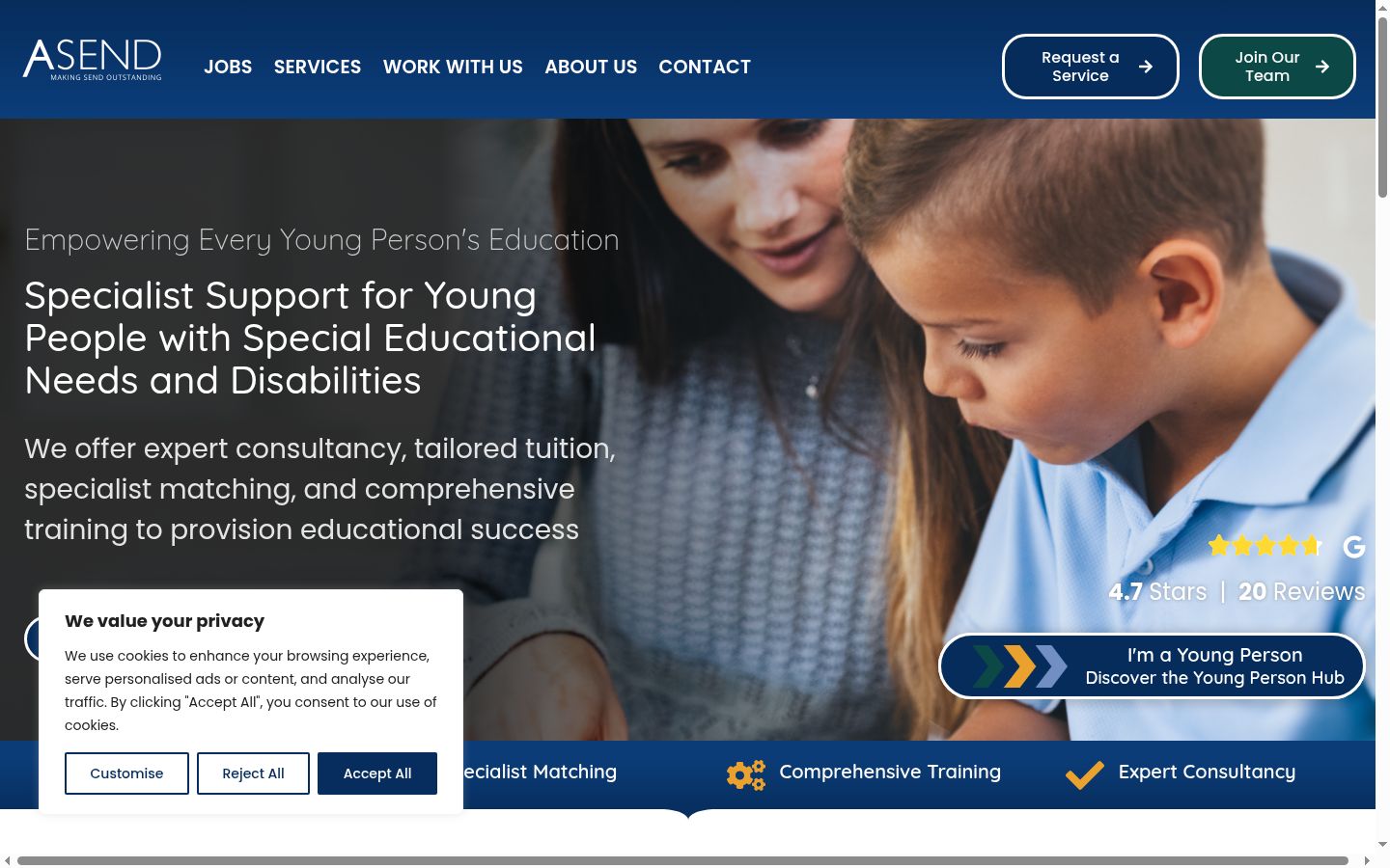 Screenshot of the consent banner shown before any interaction