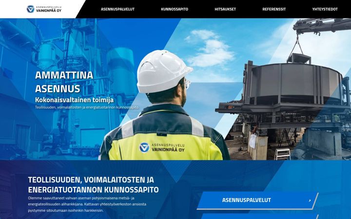 Screenshot of asennuspalveluvainionpaa.fi