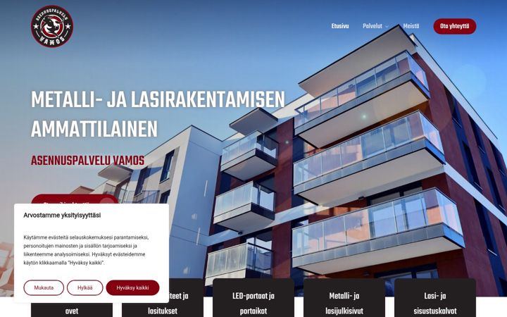 Screenshot of asennuspalveluvamos.fi