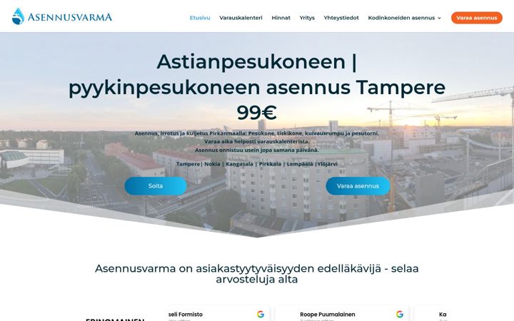 Screenshot of asennusvarma.fi