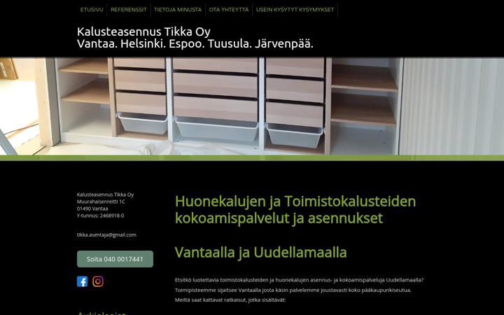 Captură de ecran a asentaja-tikka.fi