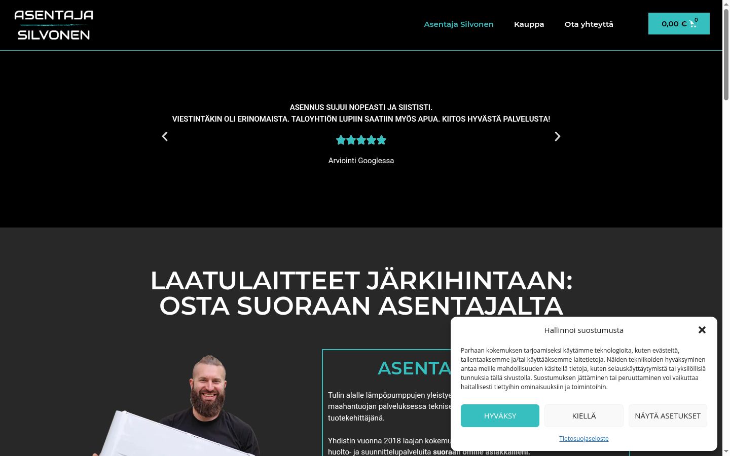 Sutikimo reklamjuostės, rodytos prieš bet kokią sąveiką, ekrano kopija