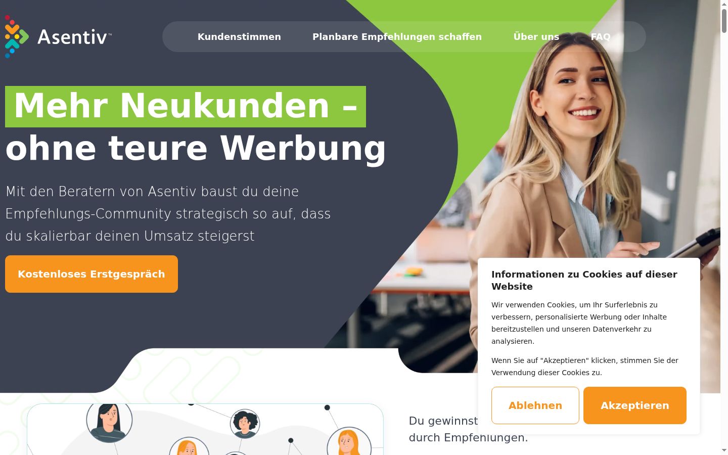 Screenshot des Einwilligungsbanners vor jeglicher Interaktion