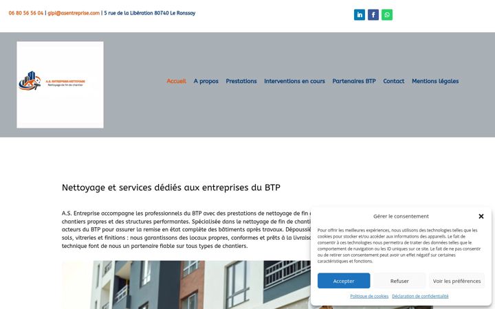 Captură de ecran a asentreprise-nettoyage.fr