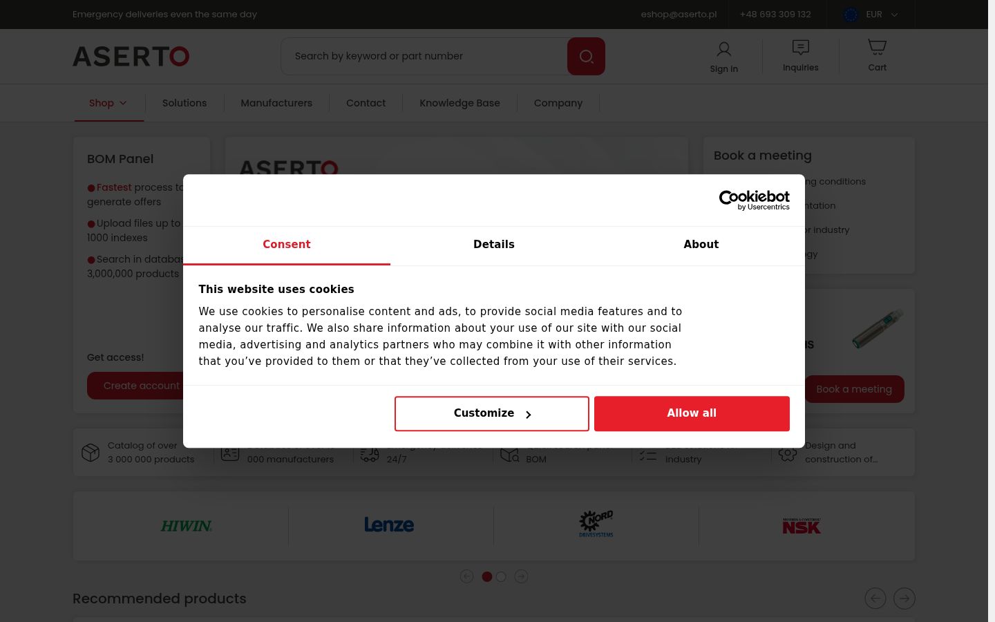 Screenshot des Einwilligungsbanners vor jeglicher Interaktion