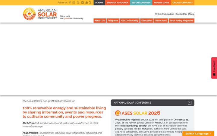 Screenshot von ases.org