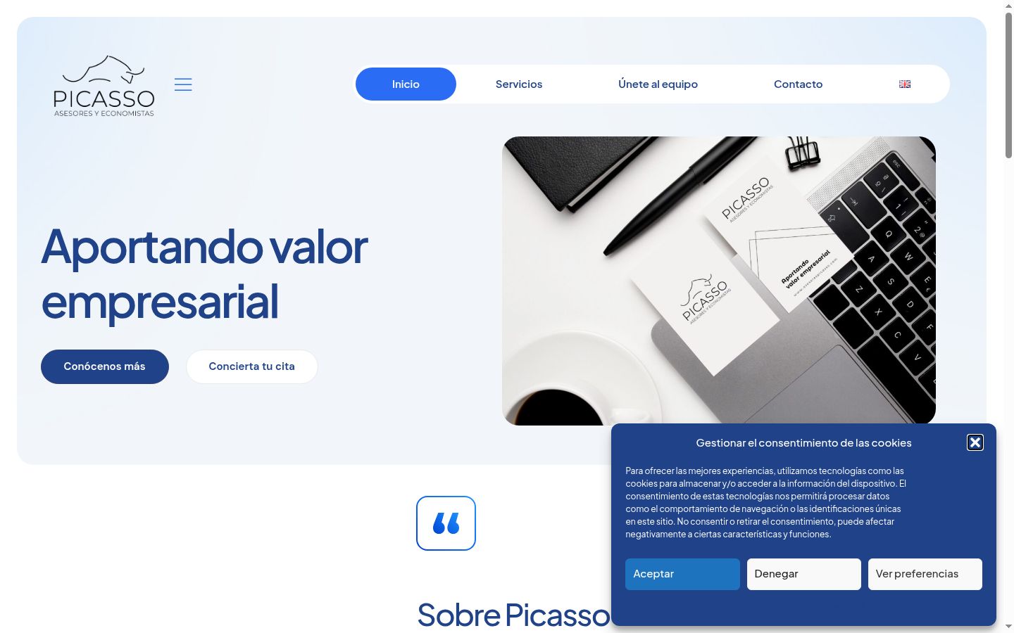 Captura de ecrã do banner de consentimento apresentado antes de qualquer interação