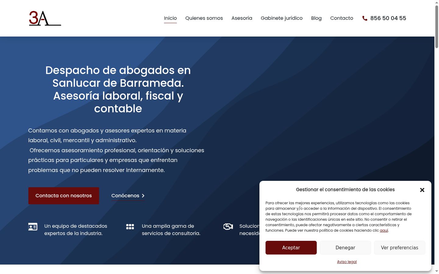 Screenshot del banner di consenso mostrato prima di qualsiasi interazione