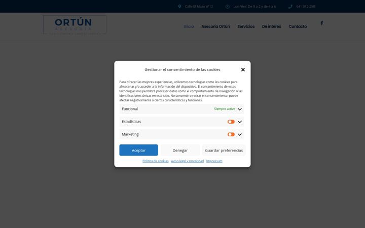 Screenshot of asesoriaortun.com