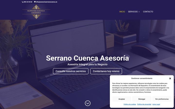 Captură de ecran a asesoriaserranocuenca.es