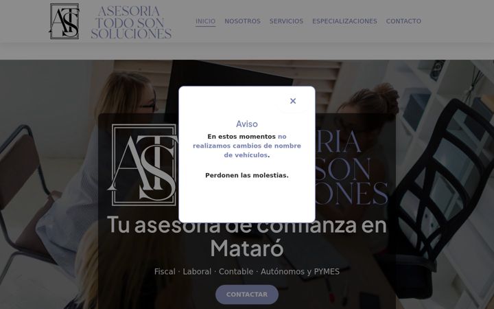 Ekraanipilt saidist asesoriatodosoluciones.com