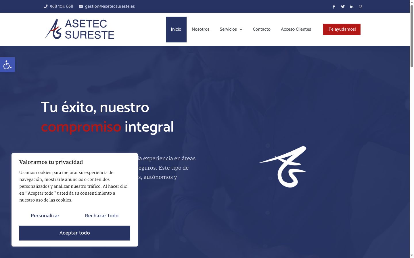 Screenshot del banner di consenso mostrato prima di qualsiasi interazione