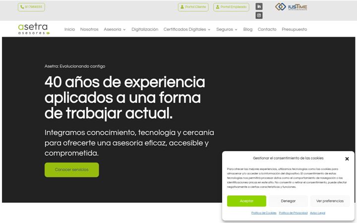 Captura de pantalla de asetra.net