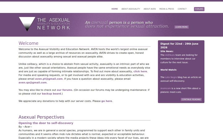 Ekrano kopija asexuality.org