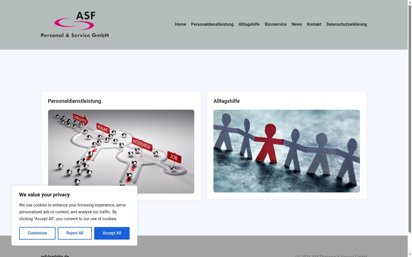 Screenshot des Einwilligungsbanners vor jeglicher Interaktion